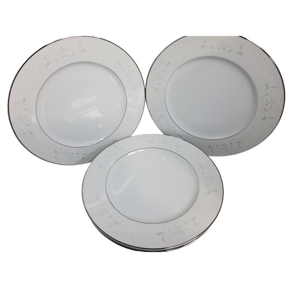 vintage set of 6 sango florence porcelain dinnerware platinum trim plates - Picture 3 of 5